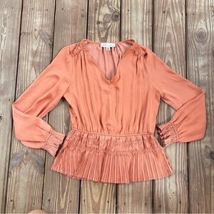 Philosophy Republic Clothing Rust Smocked Peplum Blouse Size Small